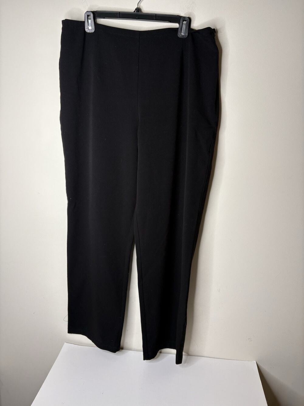 Chicos Design Women Size 3 US 16 Dress Pants Black Side Zip Pallazo Pants Career